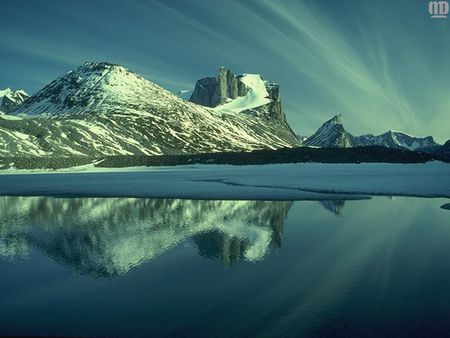 Picturesque Mountains - lake, reflection, snow, winter, mountains