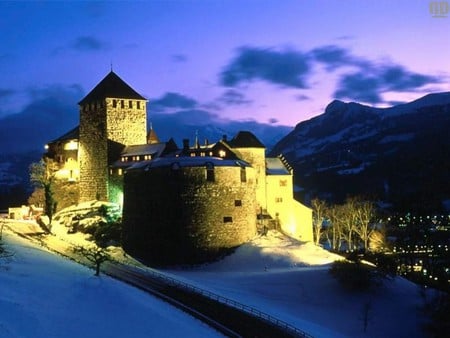 Chateau, France - chateaux, night, france, mountains