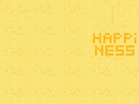 Happiness - letters, happiness, yellow, squares