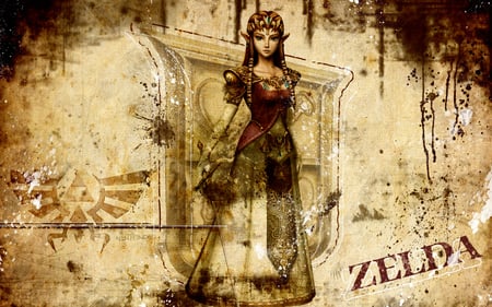 Sepia Zelda - princess, tp, link, twilight, zelda