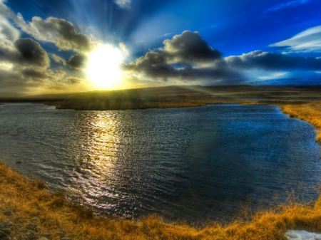 Beautiful Sunset - clouds, sunset, nature, landscape, sea, reflection, sky