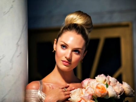 Candice Swanepoel - flower, rose, model, blonde, girl, woman, candice swanepoel