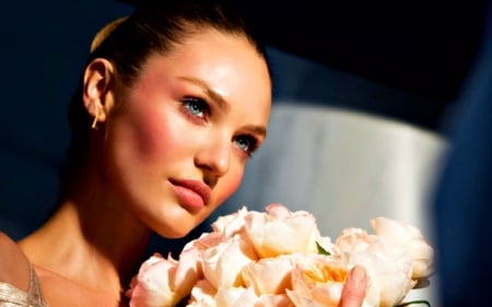 Candice Swanepoel - flower, rose, model, blonde, girl, woman, candice swanepoel