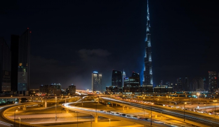 Dubai at night - modern, amazing, night, dubai