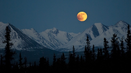 * Beautiful night in mountains * - moon, nature, sky, dark, mountains