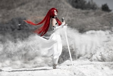 White Queen - sword, winter, lady, queen