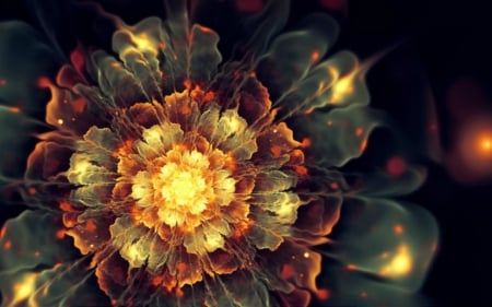 Flower Art - gold, flower, abstract, art