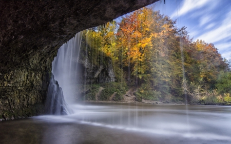 Waterfall Veil - veil, waterfalls, trees, nature