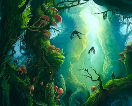 Fantasy Forest - enchanted, fantasy, forest, trees