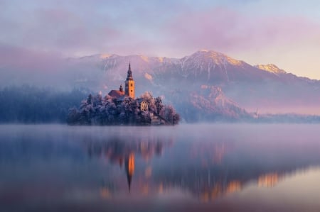 Lake Bled in Morning Mist