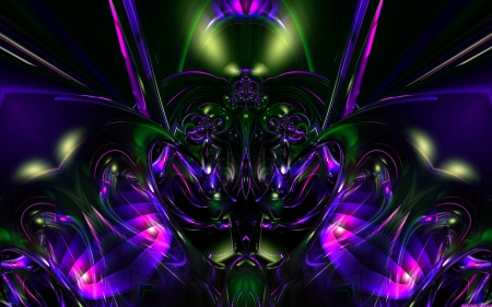 Lights on - 1920x1200, purple, abstract, 3d, green, bryce abstract