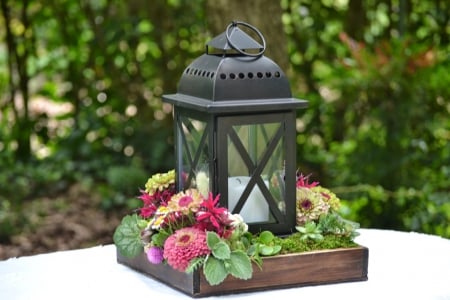 *Î’eautiful decor* - wooden, box, lantern, beautiful, sping, table, flowers, garden, decoration, outdoor