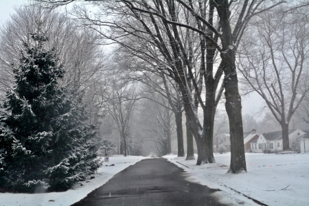 winter street - winter road, winter town, winter street, winter scene