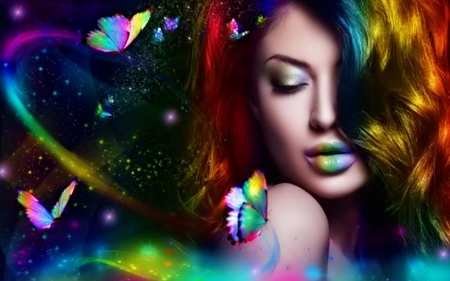 Y e a r n i n g - pretty, butterflies, beautiful, yearning, weird things people wear, colors, lovely, girls, colorful, butterfly designs, 3D and CG, love four seasons