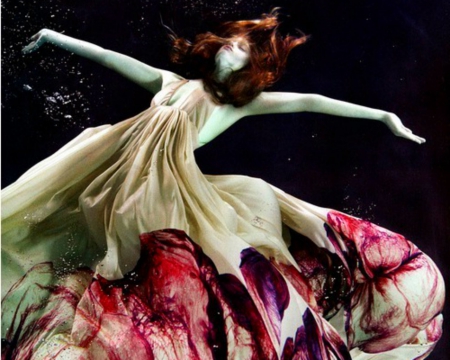 Underwater Woman - woman, dark, underwater, dress