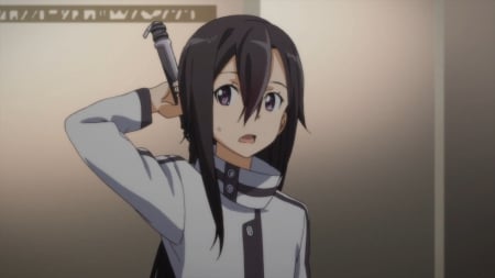 Kirito - Black Hair, Kirigaya Kazuto, Gun Gale Online, Sword Art Online, Anime, Lightsaber, Long Hair, Jacket, Wallpaper, Anime Guy, Kirito, Sword, Gray Eyes