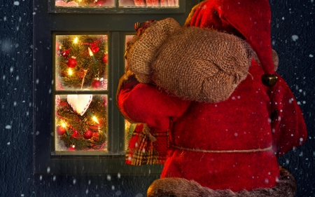 Christmas - Santa claus - claus, Christmas, gifts, window