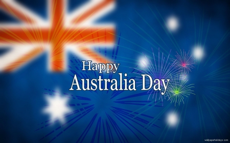 australia day - australia, flag, fireworks, day