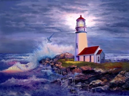 Lighthouse on rocky shores