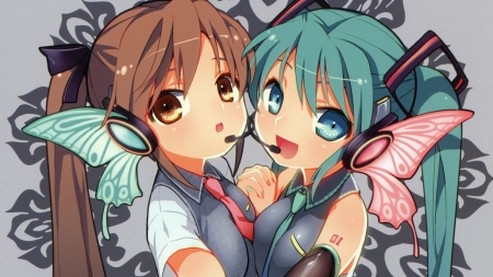 Magnet - miku, hatsune, miku hatsune, cute, beautiful, vocaloids, anime girl, adorable, twins, girl, double, magnet, green hair, pretty, twin tails, kawaii, headphones, beauty, sweet, vocaloid, brown hair, anime, twintail, hd, twintails, twin tail, cg, long hair, nice, lovely, female, hatsune miku