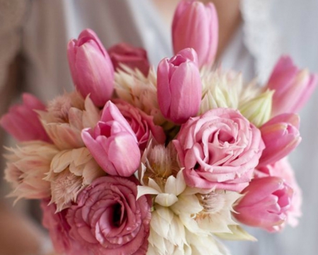 Bouquet - flowers, bouquet, roses, pink