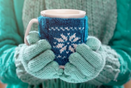 Winter Drink - hands, winter, coffee, cup, cacao