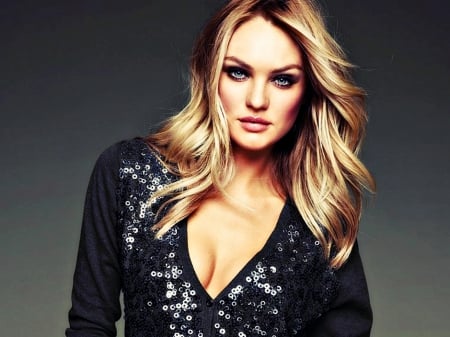 Candice Swanepoel - black, model, blonde, girl, woman, candice swanepoel