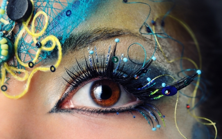 Eye - make-up, yellow, eye, woman, blue