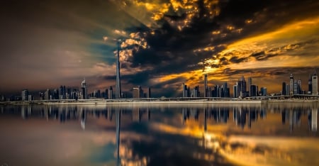 Dubai - city, amazing, sunset, sea