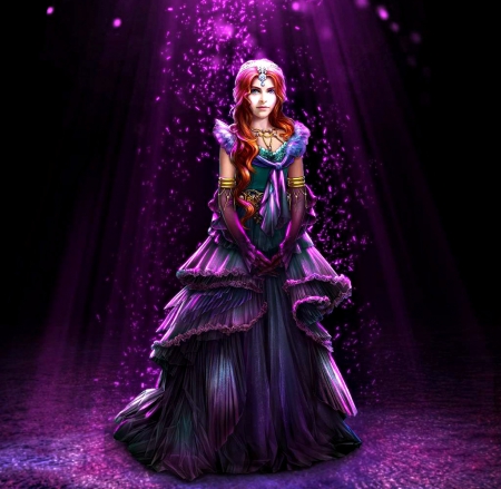 Fantasy girl - girl, magical, black, fantasy, purple, dark parables, game, pink, dress