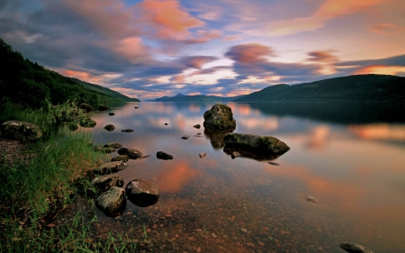 peaceful lake - lake, cool, fun, sunset, nature