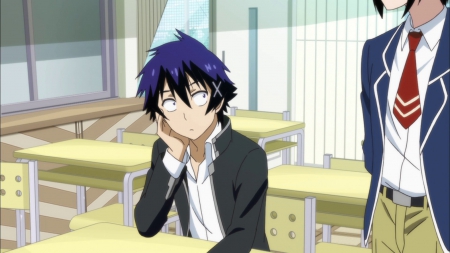 Hmm? - Raku, Black, Anime, Short Hair, Raku Ichijou, Ichijou, Jacket, Wallpaper, Blue Hair, Anime Guy