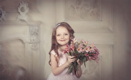 Cute Girl - flowers, photography, girl, pink