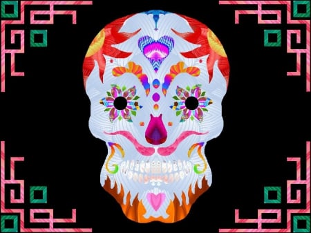 skull - pretty, 22657, lines, skull