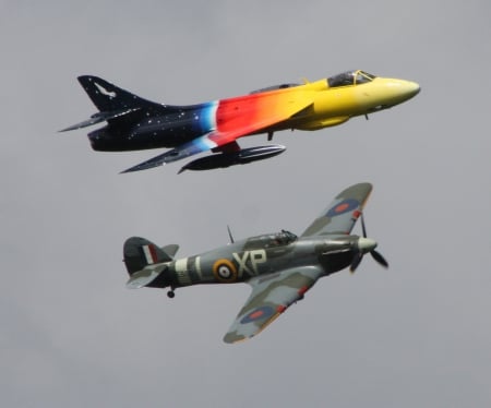 Two Historic Hawkers - historic, hurricane, hawker, hunter