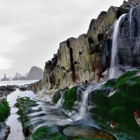 Waterfall at Playa de Gairua, Spain