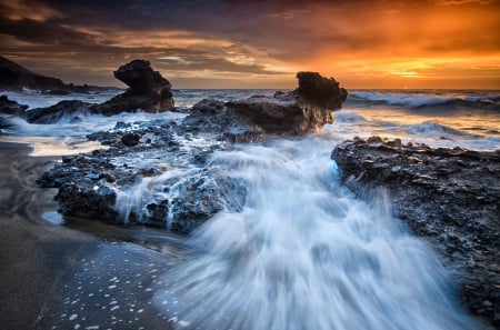 Ocean Waves - clouds, sea view, sea, ocean, sunset, nature, ocean waves, waves, sky