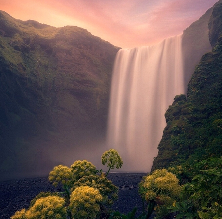 Waterfall - nature, water, mountains, waterfall