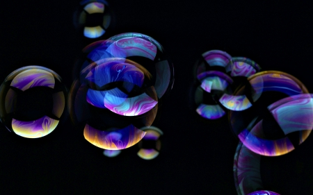 Bubbles - ball, purple, rainbow, black, bubbles, blue