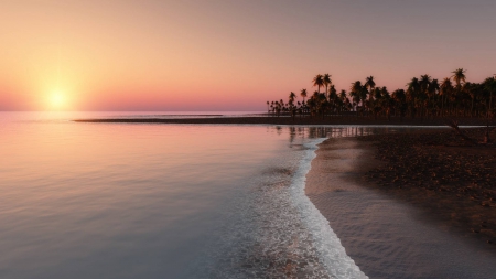 beach sunset - cool, fun, beach, sunset, ocean, nature