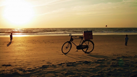 bike at the beach - cool, fun, beach, ocean, nature