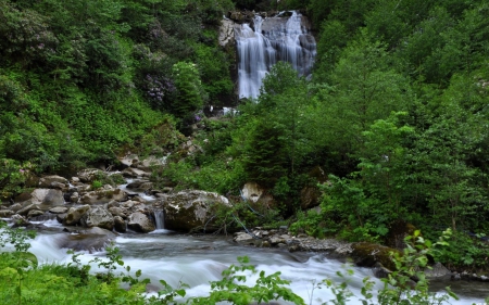 waterfall - fun, nature, cool, forest, river, waterfall