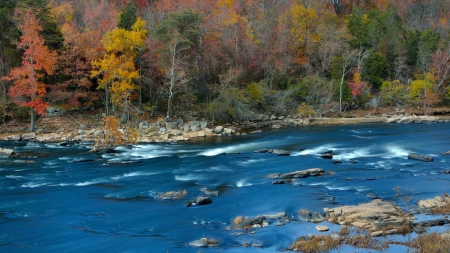 * Blue river * - river, trees, nature, blue, color