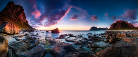 Sea View - sky, ocean, sunset, nature, sea view, clouds, stones, sea, sunrise