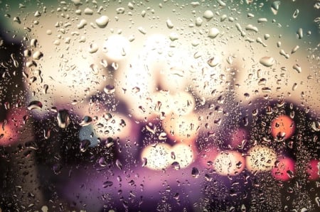 Rain - bokeh, drops, rainy, rain