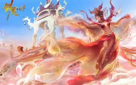 Goddess - goddess, red, fantasy, game, girl, woman, art