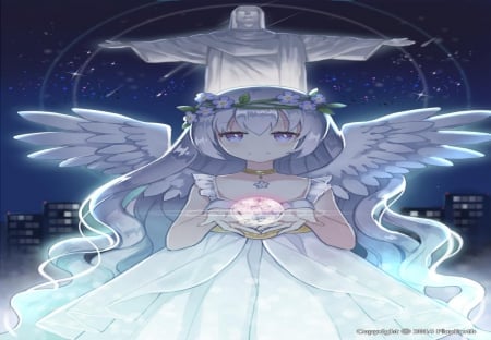 Pure Angel - girl, angel, long hair, cg, white, pretty, game, cute, dress