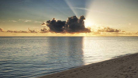 sun behind a cloud - lake, cool, fun, sunset, nature