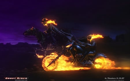 ghost rider - motorcycle, ghost, rider, horse