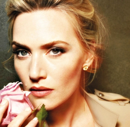 Kate Winslet - girl, blonde, pink, actress, Kate Winslet, woman, rose, femeie, face